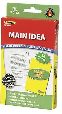 Edupress Reading Comprehension Cards, Main Idea, Lvl: 5.0-6.5 (EP-3401)