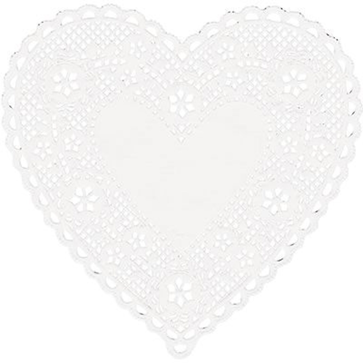 Hygloss Heart Paper Lace Doilies, 4, White (HYG91041)