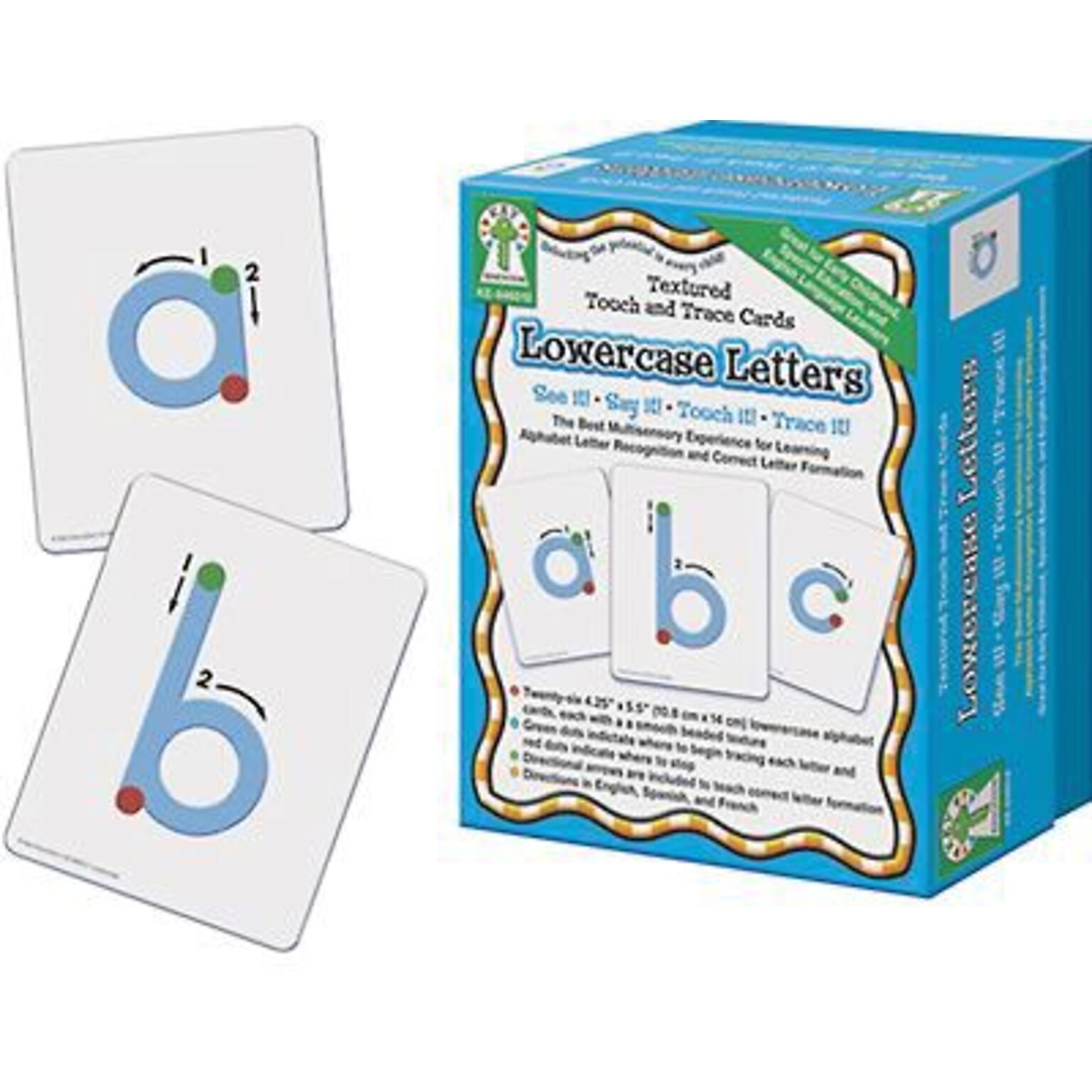 Key Education Textured Touch & Trace Cards, Lowercase Letters