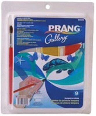 Prang Gallery Tempera Cake Set, 9 Colors with Brush (DIX80900)