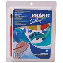 Prang Gallery Tempera Cake Set, 9 Colors with Brush (DIX80900)