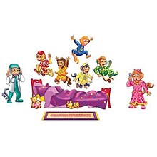 5 Monkeys Jumping on the Bed Bilingual Rhyme Pre-Cut Flannelboard Set, 9 Pieces
