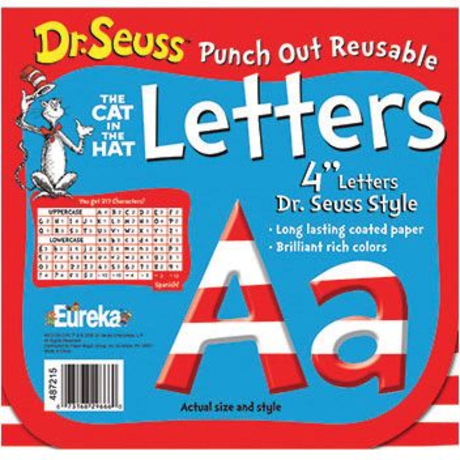 Eureka Dr. Seuss Stripes Deco Character Letters, 217/Pack