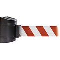 WallPro 300 Black Wall Mount Belt Barrier with 10 Red/White Belt