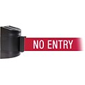 WallPro 300 Black Wall Mount Belt Barrier with 10 Red/White NO ENTRY Belt