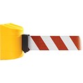 WallPro 450 Yellow Wall Mount Belt Barrier with 15 Red/White Belt