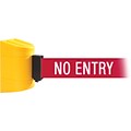 WallPro 450 Yellow Wall Mount Belt Barrier with 15 Red/White NO ENTRY Belt