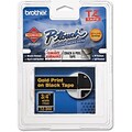 Brother® TZE 0.7(W) Lettering Label Tape; Gold On Black