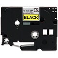 Brother® TZE 0.7(W) Lettering Label Tape; Black On Yellow