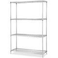 Lorell Industrial Chrome Wire Shelving Starter Kit, Chrome, 36 x 24