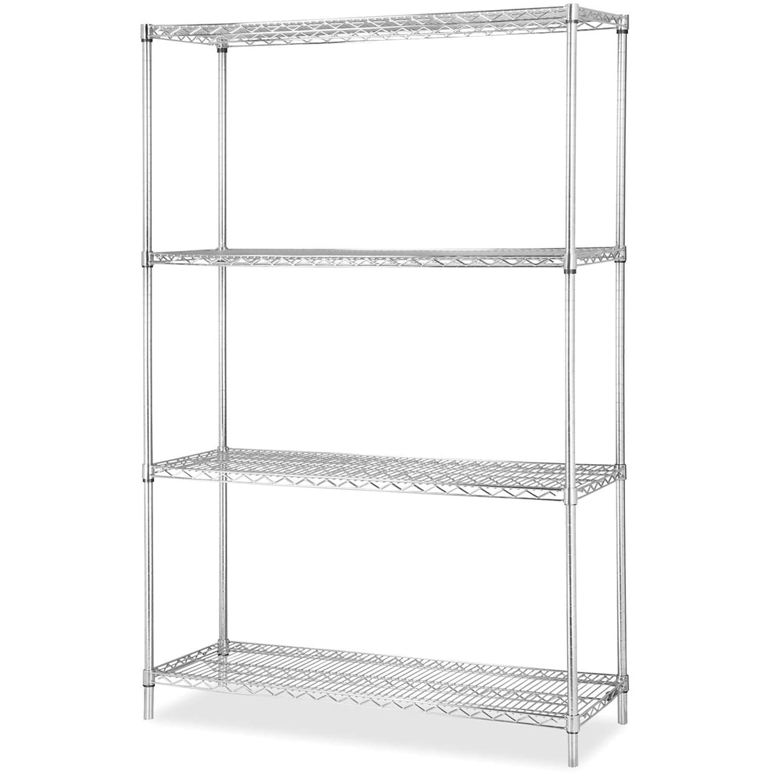 Lorell Industrial Chrome Wire Shelving Starter Kit, Chrome, 36 x 24