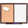 Lorell 24x18 Dry-Erase/Bulletin Combo Boards, Mahogany