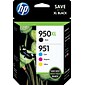 HP 950XL/951 Black High Yield and Cyan/Magenta/Yellow Standard Yield Ink Cartridge, 4/Pack (C2P01FN#140)