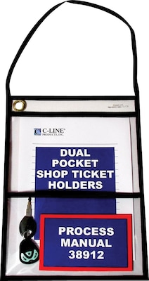 C-Line Job Ticket Holder, 9 x 12, Clear with Black Edges, 15/Pack (38912)