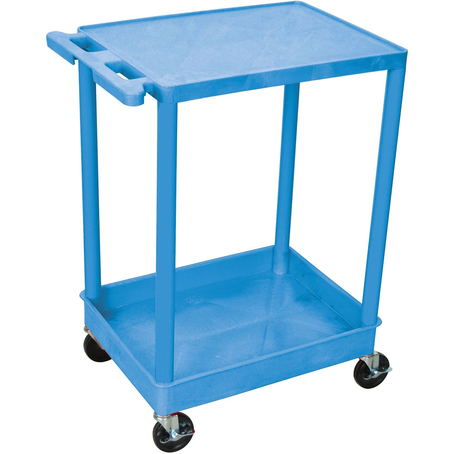 Luxor® STC Series 2 Shelves Flat Top & Tub Bottom Shelf Cart; Blue