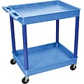 Luxor® TC Series 37 1/4(H) 2 Shelves Large Tub Cart, Blue