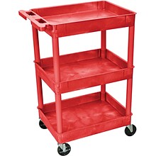 Luxor® STC Series 36 1/2(H) 3 Shelves Tub Cart, Red