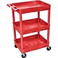 Luxor® STC Series 36 1/2"(H) 3 Shelves Tub Cart, Red