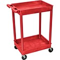 Luxor® STC Series 37 1/2(H) 2 Shelves Tub Cart, Red