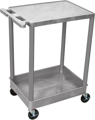 Luxor® STC Series 2 Shelves Flat Top & Tub Bottom Shelf Cart, Gray