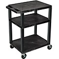 Tuffy 3-Shelf Plastic/Poly Mobile A/V Cart with Lockable Wheels, Black (WT34)