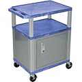H Wilson® 34(H) 3 Shelves Tuffy AV Carts W/Nickel Legs & Cabinet, Blue
