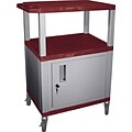 H Wilson® 34(H) 3 Shelves Tuffy AV Cart W/Nickel Legs, Cabinet & Electrical Attachment, Navy