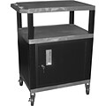 H Wilson® 4(H) 3 Shelves Tuffy AV Cart W/Putty Legs, Cabinet & Electrical Attachment, Gray