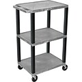 H Wilson® 42(H) 3 Shelves Tuffy Carts W/Black Legs, Gray