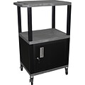 H Wilson® 42 1/2(H) 3 Shelves Tuffy AV Carts W/Cabinet & Electrical Attachment, Gray