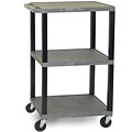 H Wilson® 42 1/2(H) 3 Shelves Tuffy AV Carts W/Black Legs & Electrical Attachment, Gray