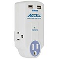 Accell® D080B-010K 3-Outlet 612 Joule Travel Surge Protector With Dual USB Charging