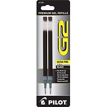 Pilot G2 Gel-Ink Pen Refill, Ultra Fine Tip, Black, 2/Pack (77287)