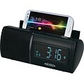 Jensen® Bluetooth® FM Clock Radio with USB Charging and Built-In Microphone Speaker Function