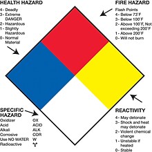 Tape Logic Health Hazard Fire Hazard Specific Hazard Reactivity Regulated Label, 4 x 4, 500/Roll