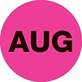 Tape Logic 1 Circle AUG Month of the Year Labels, Fluorescent Pink, 500/Roll