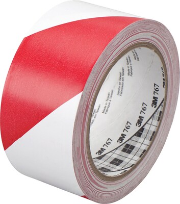 3M™ 767 Striped Vinyl Safety Tape, 2 x 36 yds., Red/White, 2 Rolls (T9677672PK)