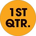 Tape Logic 2 Circle 1ST QTR. Quarter Label, Fluorescent Orange, 500/Roll
