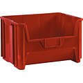 Partners Brand 18 x 16 1/2 x 11 Plastic Stack and Hang Bin Quill Brand, Red, 3/Case