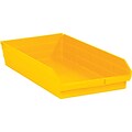 Partners Brand 23 5/8 x 11 1/8 x 4 Plastic Shelf Bin Box, Yellow, 6/Case