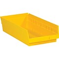 Partners Brand 17 7/8 x 11 1/8 x 4 Plastic Shelf Bin Quill Brand, Yellow, 8/Case