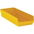 Partners Brand 23 5/8 x 4 1/8 x 4 Plastic Shelf Bin Box, Yellow, 16/Case