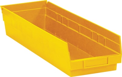 Partners Brand 17 7/8 x 6 5/8 x 4 Plastic Shelf Bin Quill Brand, Yellow, 20/Case