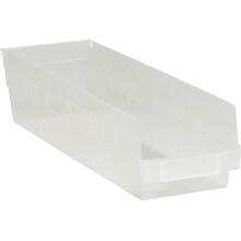 Quill Brand 23 5/8 x 6 5/8 x 4 Plastic Shelf Bin Box, Clear, 8/Case (BINPS122CL)