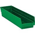 Partners Brand 23 5/8 x 4 1/8 x 4 Plastic Shelf Bin Box, Green, 16/Case