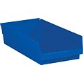 Partners Brand 17 7/8 x 11 1/8 x 4 Plastic Shelf Bin Quill Brand, Blue, 8/Case