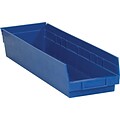 Partners Brand 23 5/8 x 6 5/8 x 4 Plastic Shelf Bin Box, Blue, 8/Case