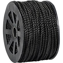 Partners Brand Polypropylene/PP Rope, .25 x 600 ft., Black (TWR103)