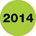 Tape Logic™ 2 Circle 2014 Year Label, Fluorescent Green, 500/Roll