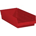 Partners Brand 17 7/8 x 6 5/8 x 4 Plastic Shelf Bin Quill Brand, Red, 20/Case